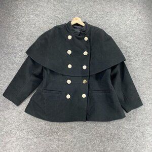 New Eloquii Jacket Women 18/20 Plus Black Crew Neck Long Sleeve Lined Button